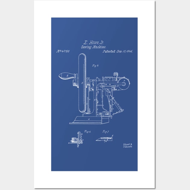 Sewing Machine Patent - Seamstress Craft Sewing Room Art - Blueprint Wall Art by patentpress